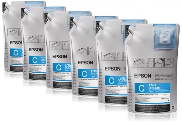 Epson UltraChrome DS Cyan T741200 (1Lx6packs), Syaani, 1 kpl, Monipakkaus