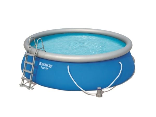 Bestway Fast Set 57289, 13807 l, Oppblåsbart basseng, Stige, Blå, 46 kg