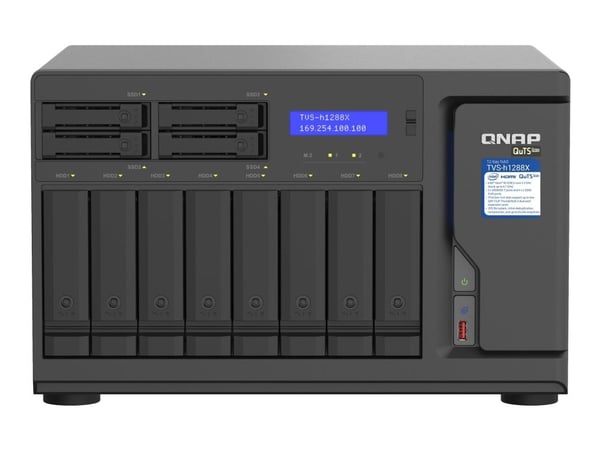 QNAP TVS-h1288X - NAS-server - 12 fack - SATA 6Gb/s - RAID 0, 1, 5, 6, 10, 50, JBOD, 5 hot spare, 6-reservsnabbyte, 60, 10 hot spare, RAID TP - RAM...