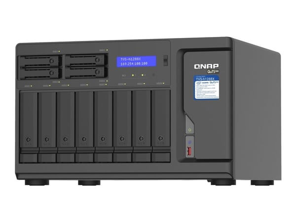 QNAP TVS-h1288X - NAS-server - 12 fack - SATA 6Gb/s - RAID 0, 1, 5, 6, 10, 50, JBOD, 5 hot spare, 6-reservsnabbyte, 60, 10 hot spare, RAID TP - RAM...