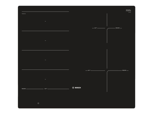 Bosch Serie | 8 PXE601DC1E - Induktionshäll - 4 kokplattor - Fördjupning - bredd: 56 cm - djup: 50 cm - slät - svart