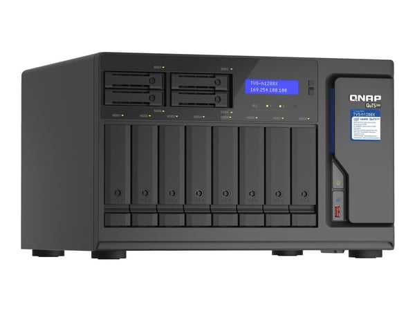 QNAP TVS-h1288X - NAS-server - 12 fack - SATA 6Gb/s - RAID 0, 1, 5, 6, 10, 50, JBOD, 5 hot spare, 6-reservsnabbyte, 60, 10 hot spare, RAID TP - RAM...