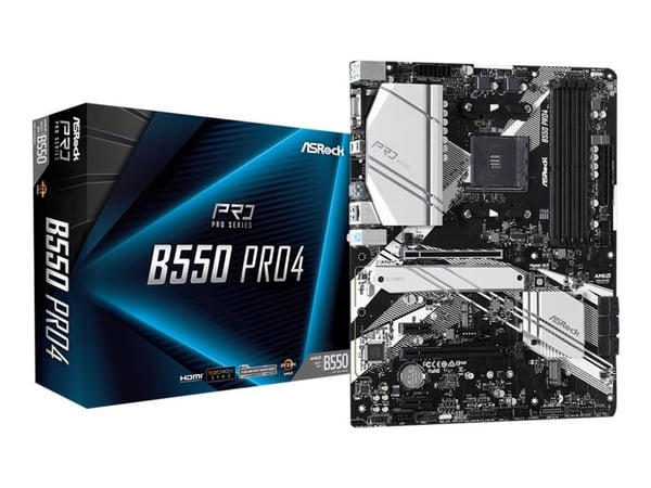 ASRock B550 Pro4 - Hovedkort - ATX - Socket AM4 - AMD B550 Chipset - USB-C Gen2, USB 3.2 Gen 1, USB 3.2 Gen 2 - Gigabit LAN - innbygd grafikk (CPU ...