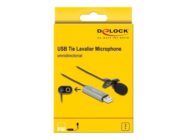 Delock USB Tie Lavaliermikrofon - Mikrofon - USB - sort, antracit (sort)
