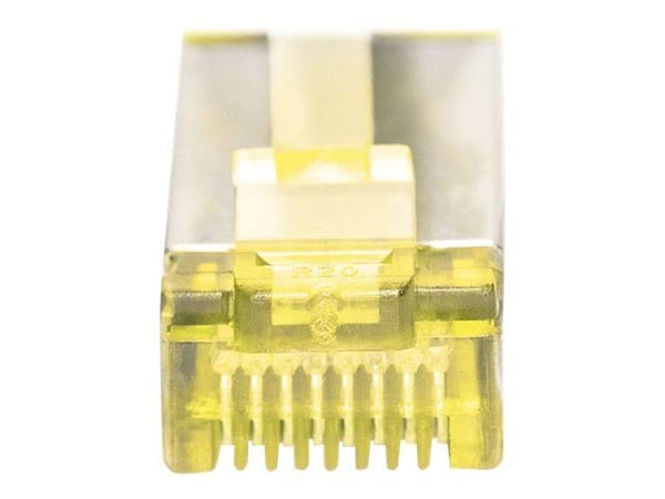 DIGITUS - Koblingskabel - RJ-45 (hann) til RJ-45 (hann) - 15 m - S/FTP - CAT 6a - med støvel, halogenfri, uten hindringer - gul