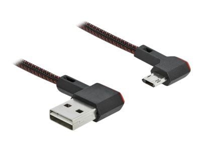 Delock Easy - USB-kabel - USB (hann) 90°-vinklet, reversibel til Micro-USB type B (hann) 90°-vinklet, reversibel - USB 2.0 - 50 cm - svart