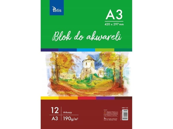 Akvarellblokk A3 190 g 12 ark KB011-A3
