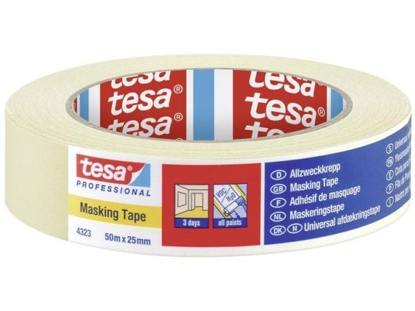 tesa STANDARD 04323-00041-00 Crepebånd tesakrepp® Beige (L x B) 50 m x 25 mm 1 stk 1 stk