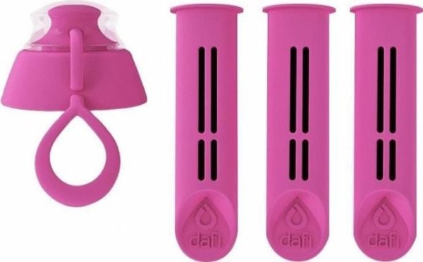 Dafi suodatinpatruuna pulloon + korkki Pink 3 kpl.
