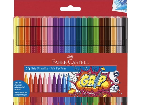 Faber-Castell GRIP - Markør - vannbasert matfargeblekk - fin (en pakke 20)
