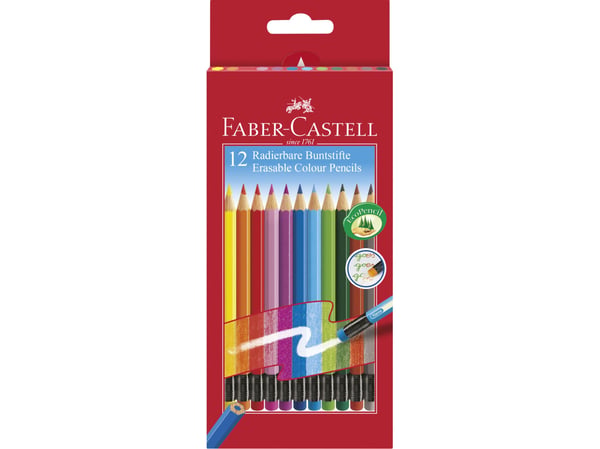 Farveblyant Faber-Castell Red Line 12 stk. ass. farver med viskelæder