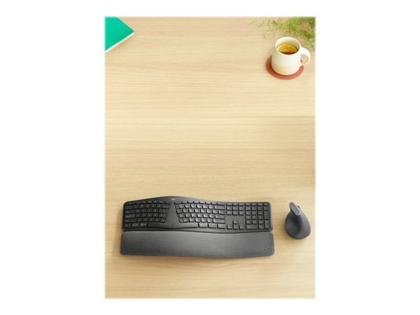 Logitech ERGO K860 - Tastatur - trådløs - 2.4 GHz, Bluetooth 5.0 - QWERTY - Storbritannia - grafitt