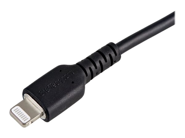 StarTech.com 12 in (30cm) Kestävä musta USB-A Lightning-kaapeli, Heavy Duty Rugged Aramid Fiber USB Type A to Lightning Charger/Sync Power Cord, Ap...