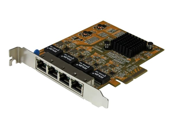 Startech 4 Port Gigabit NIC PCIe Network Card - Quad Port Adapter (ST1000SPEX43) - Nettverksadapter - PCIe - Gigabit Ethernet x 4 - gul