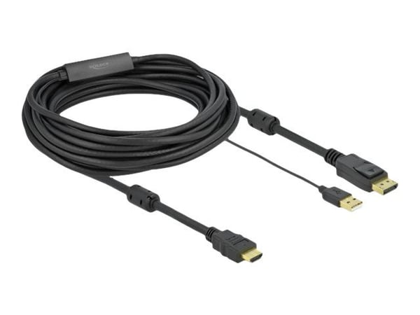 Delock - Video/lydkabel - HDMI, USB (kun strøm) hann til DisplayPort hann - 7 m - trippel beskyttelse - svart - 4K-støtte