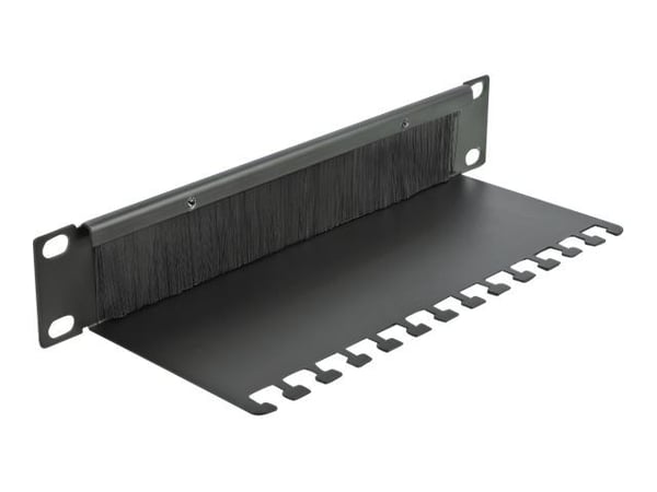 Delock Cable Management Brush Strip with Cable Support Plate - Styringspanel for rackkabler med børste - svart - 1U - 10"