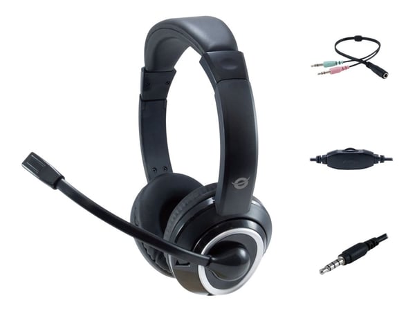 Conceptronic POLONA02BA - Hodesett - on-ear - kablet - 3,5 mm jakk - svart