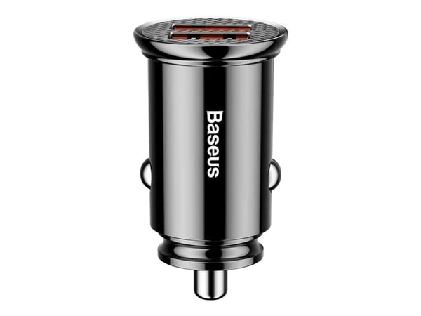 Baseus - Bilstrømadapter - 30 watt - 5 A - QC 3.0 - 2 utgangskontakter (2 x USB) - svart