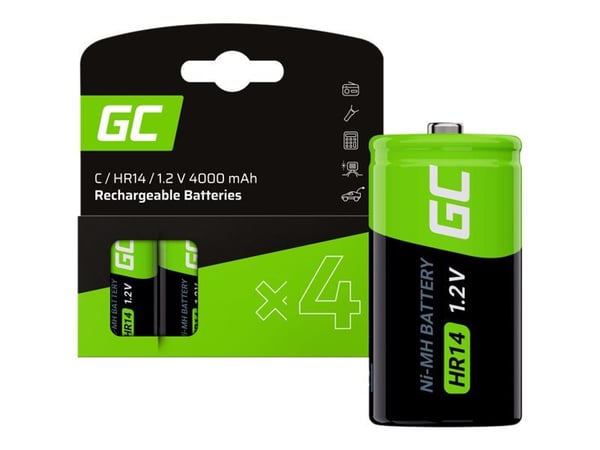 Green Cell - Batteri 4 x C - NiMH - (genopladelige) - 4000 mAh - sort