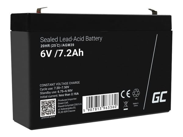 Green Cell - Batteri - blysyre - 7.2 Ah - svart