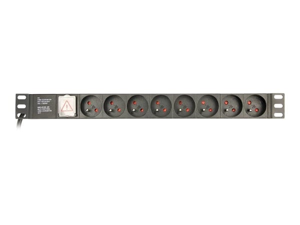 EnerGenie EG-PDU-014-FC14 - Strømfordelerenhet (kan monteres i rack) - AC 250 V - 2500 watt - utgangskontakter: 8 (8 x IEC 60320 C14) - 1U - 3 m kabel