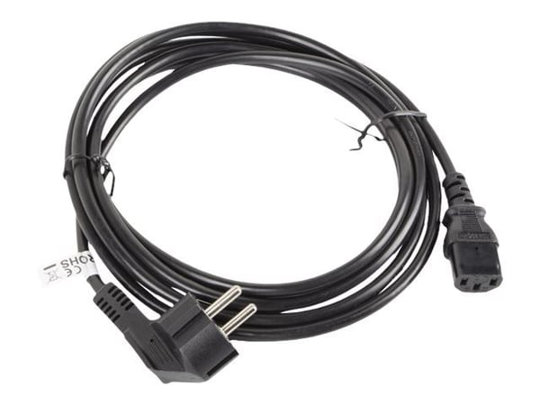 Lanberg - Strømkabel - power CEE 7/7 (hann) vinklet til power IEC 60320 C13 - 10 A - 3 m - svart