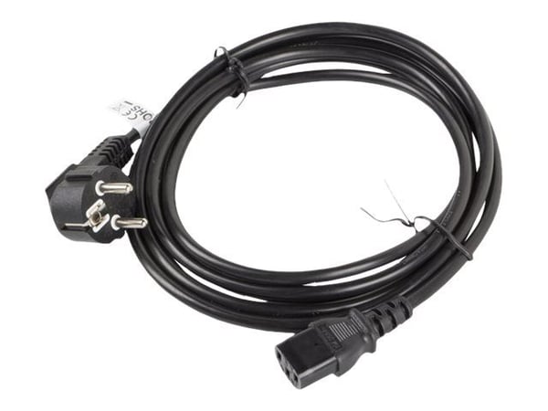 Lanberg - Strømkabel - power CEE 7/7 (hann) vinklet til power IEC 60320 C13 - 10 A - 3 m - svart