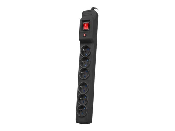 Armac Multi M6 - pistorasia - AC 230 V - 3680 Watt - tulo: Tyyppi E - lähtöliittimet: 6 (6 x tyyppi E) - 1,5 m johto - musta - musta