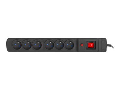 Armac Multi M6 - pistorasia - AC 230 V - 3680 Watt - tulo: Tyyppi E - lähtöliittimet: 6 (6 x tyyppi E) - 1,5 m johto - musta - musta