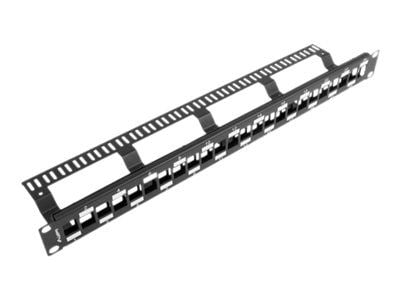 Lanberg PPKS-1224-B - Pluggbord (blankt) - rackmonterbar - svart - 1U - 19" - 24 porter