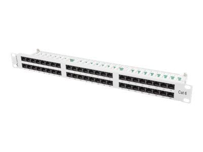 Lanberg PPU6-1048-S - Koblingspanel - CAT 6 - UTP - RJ-45 X 48 - RAL 7035, grå - 1U - 19"