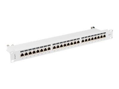Lanberg PPS7-1024-S - Koblingspanel - rackmonterbar - CAT 7 - STP - RJ-45 X 24 - RAL 7035, grå - 1U - 19"