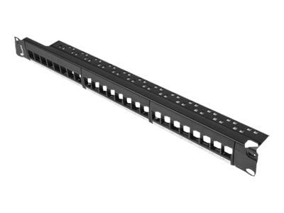 Lanberg PPKS-1024-B - Pluggbord (blankt) - rackmonterbar - svart - 1U - 19" - 24 porter