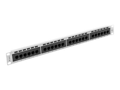 Lanberg PPU6-1024-S - Patch-panel - rackmontering - CAT 6 - UTP - RJ-45 X 24 - RAL 7035, grå - 1U - 19"