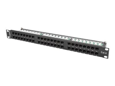 Lanberg PPU6-1048-B - Koblingspanel - CAT 6 - UTP - RJ-45 X 48 - RAL 9004, svart - 1U - 19"