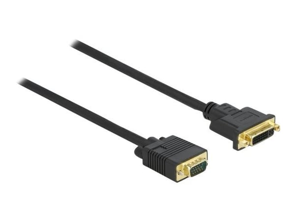 Delock - Adapterkabel - enkeltlenke - DVI-I (hunn) til HD-15 (VGA) (hann) - 2 m - tommelskruer - svart
