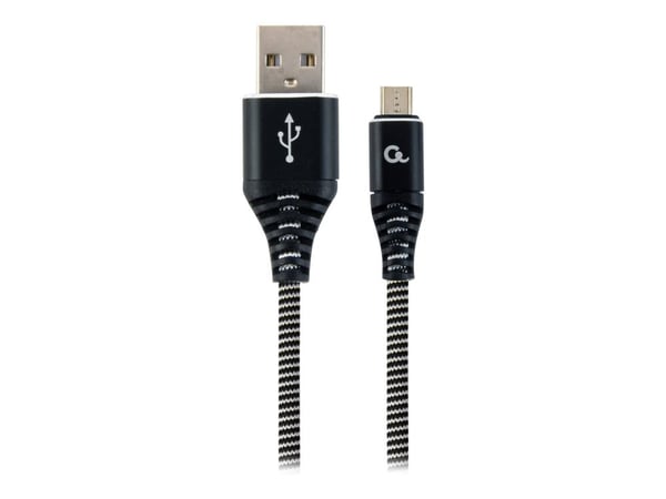 Gembird CC-USB2B-AMMBM-1M-BW, 1 m, Micro-USB B, USB A, USB 2.0, 480 Mbit/s, Musta, Valkoinen