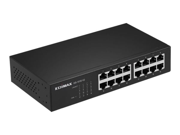 Edimax GS-1016 V2 - Switch - 16 x 10/100/1000 - rackmonterbar, stasjonær, veggmonterbar
