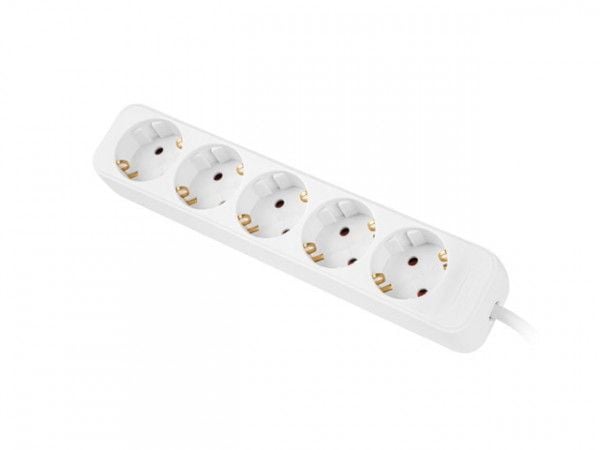 Lanberg - Flerkoplingslist - AC 230 V - 2500 watt - inngang: power CEE 7/7 - utgangskontakter: 5 (power CEE 7/3) - 1.5 m kabel - hvit