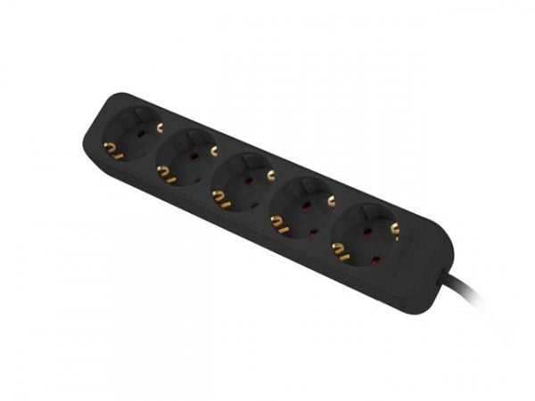 Lanberg - Flerkoplingslist - 2500 watt - inngang: power CEE 7/7 - utgangskontakter: 5 (power CEE 7/3) - 3 m kabel - svart