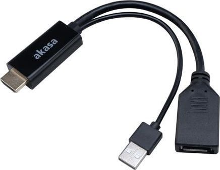 Akasa HDMI zu DisplayPort Adapater Kabel - schwarz - Kabel - Digital/Display/Video, 250 m, HDMI-tyyppi A (vakio), Musta