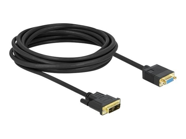 Delock - Adapterkabel - enkeltlenke - DVI-A (hann) til HD-15 (VGA) (hunn) - 5 m - tommelskruer - svart