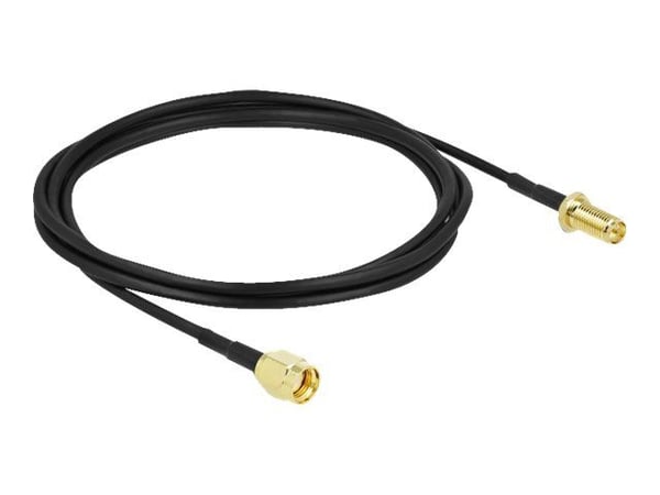 Delock - Antennförlängningskabel - RP-SMA kontakt till RP-SMA hona - 2 m - koaxial - svart