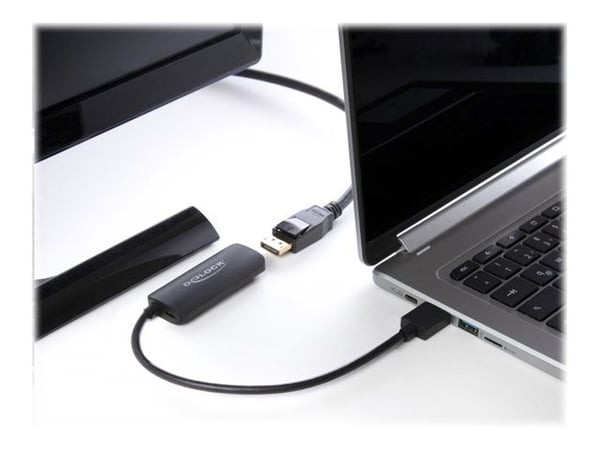 Delock - Video-/äänisovitin - HDMI, Micro-USB Type B (vain virta) DisplayPort-naarasliittimeen - 24 cm - musta - 4K60 Hz (3840 x 2160) tuki, Lontiu...