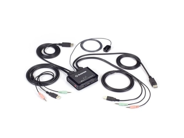 Black Box 4K60 DisplayPort Cable KVM Switch - KVM / lyd / USB-svitsj - 2 x KVM/lyd/USB - 1 lokalbruker - stasjonær