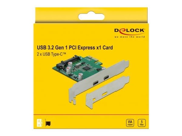 Delock - USB-adapter - PCIe 2.0 lavprofil - USB-C 3.2 Gen 1 x 2