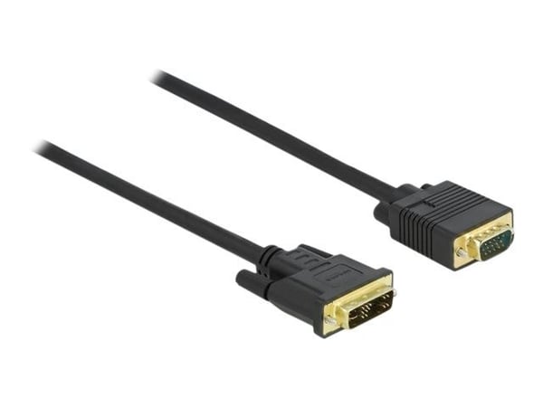 Delock - Adapterkabel - enkeltlink - DVI-A (han) til HD-15 (VGA) (han) - 2 m - tommelskruer - sort