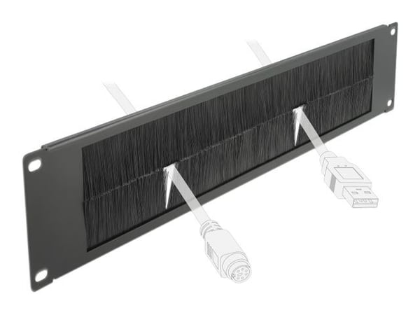 Delock Cable Management Brush Strip - Styringspanel for rackkabler med børste - svart - 2U - 19"