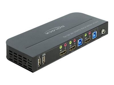 Delock HDMI KVM Switch 4K 60 Hz with USB 3.0 and Audio - KVM / lyd / USB-svitsj - 2 x KVM/lyd/USB - 1 lokalbruker - stasjonær