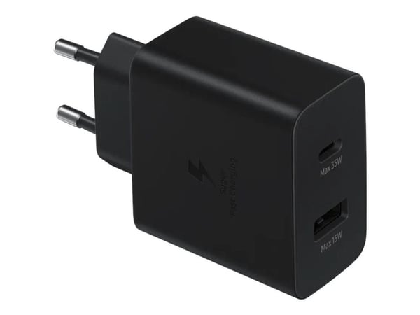 Samsung EP-TA220 - Strømadapter - 35 watt - SFC (USB, USB-C) - svart - for Galaxy A20, A50, A70, A8s, M30, M40, Note10, S20, S20 5G, S20+ 5G, Z Fli...